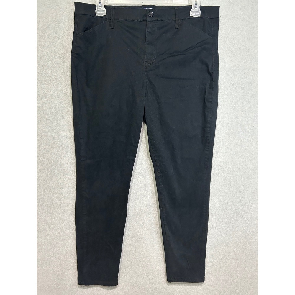Chaps Pants Women 16 Black Slim Leg Cotton Stretch Casual Workwear Office